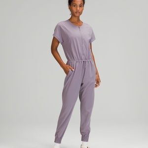 Lululemon Stretch Travel Woven Jumpsuit Dusky Lavender BNWT Size 14